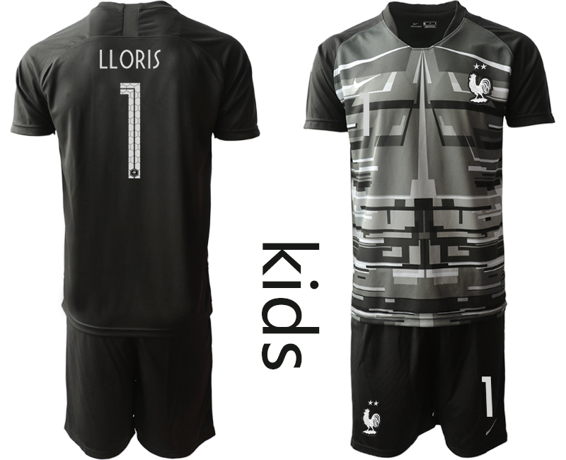 2021 European Cup France black Youth goalkeeper #1 soccer jerseys->youth soccer jersey->Youth Jersey